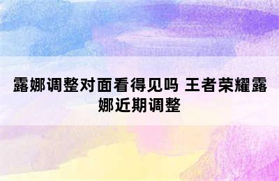 露娜调整对面看得见吗 王者荣耀露娜近期调整